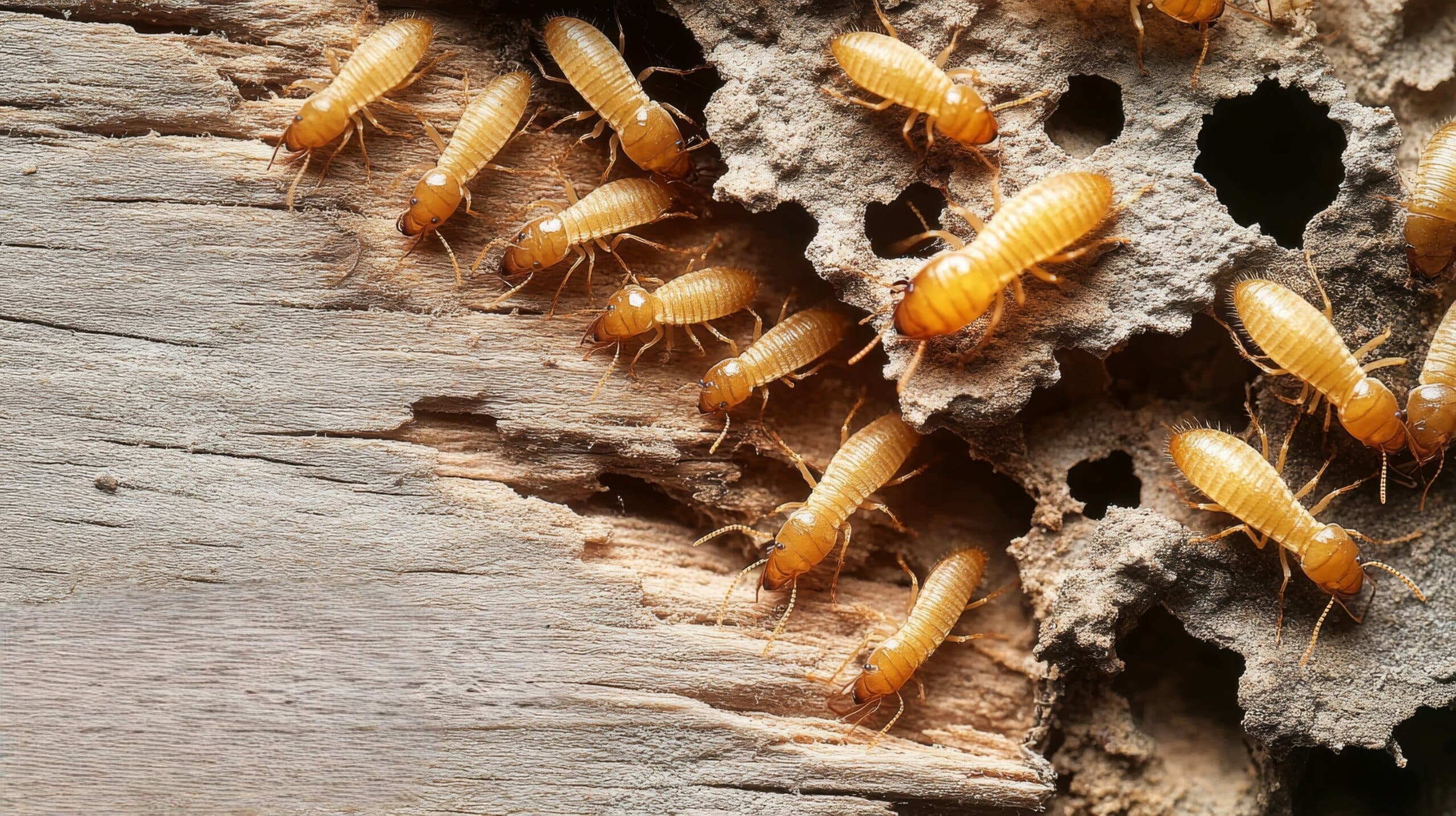 Termites on damaged wood